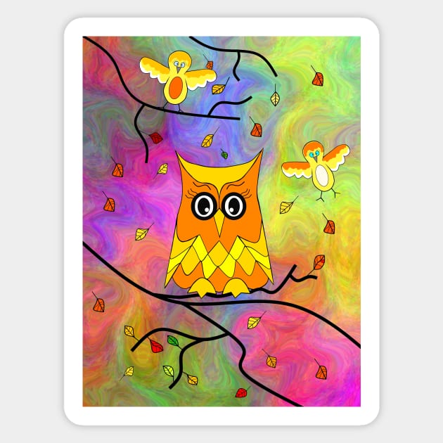 PSYCHEDELIC Autumn Owl Sticker by SartorisArt1